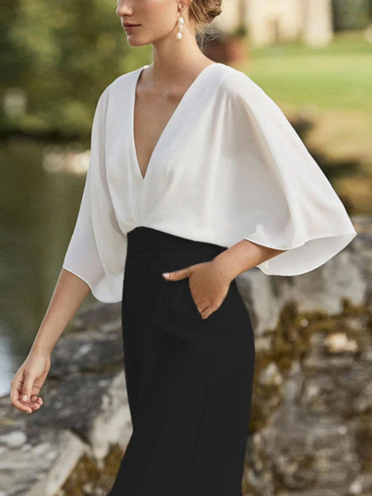 Karla | Eleganter Jumpsuit mit Drapierten Ärmeln