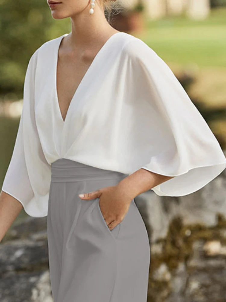 Karla | Eleganter Jumpsuit mit Drapierten Ärmeln