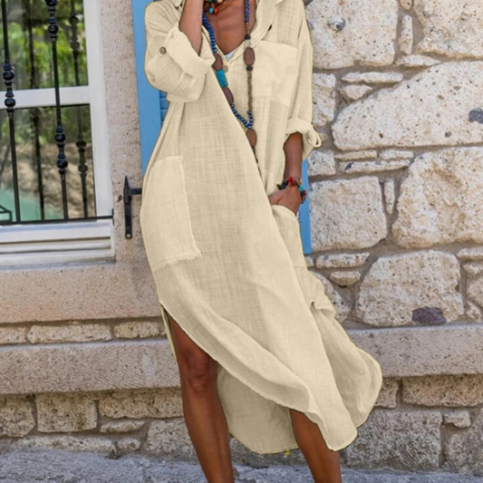 Edith | Lässiges Hemdkleid mit Knopfleiste
