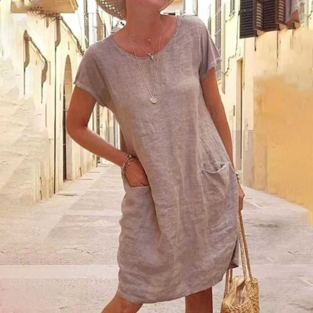 Elfriede | Komfortables Hemdkleid mit kurzem Ärmel