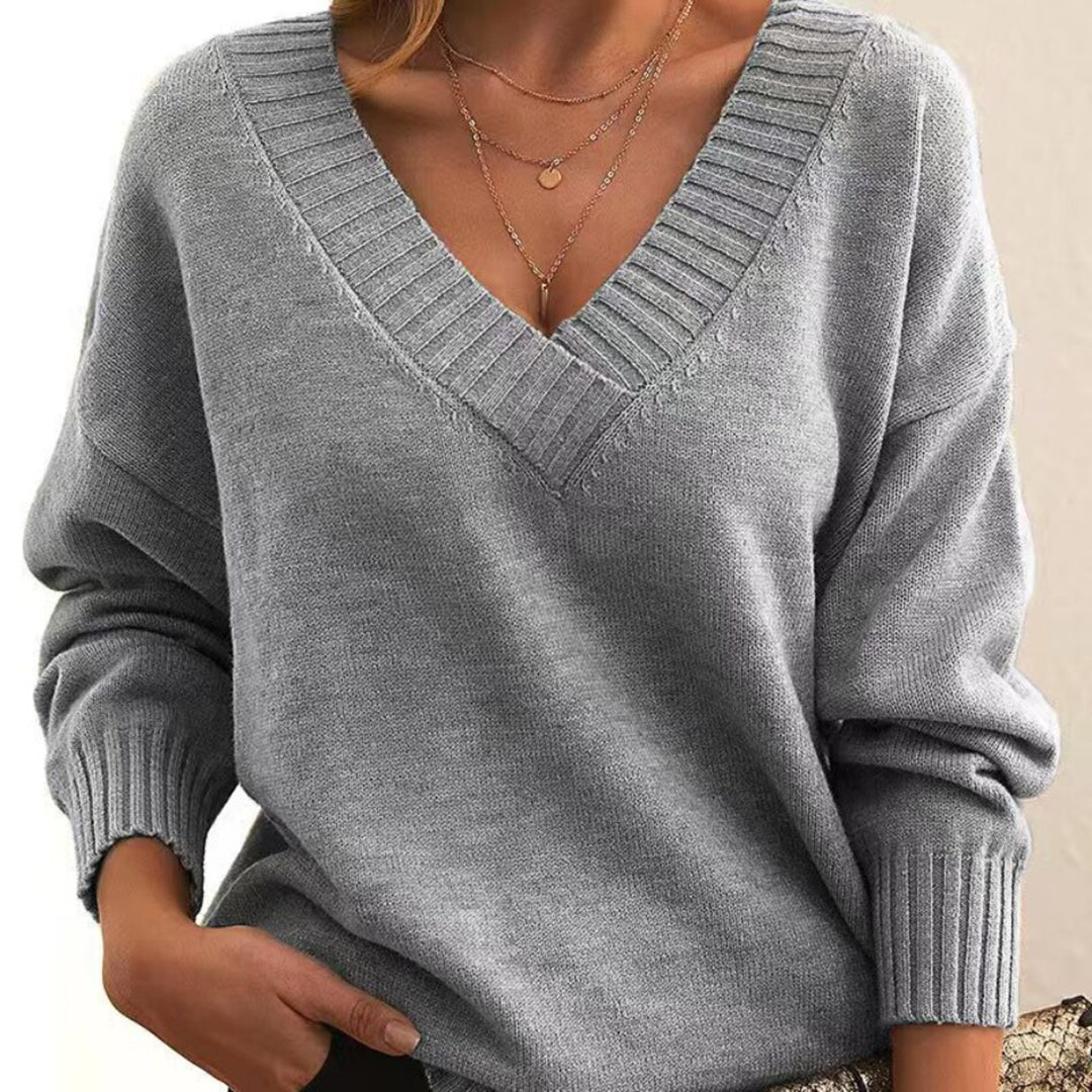 Edith | Lockerer V-Ausschnitt Pullover für Damen