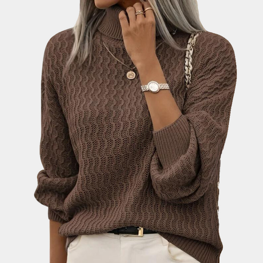 Hanna | Damen Zopfmuster Rollkragenpullover