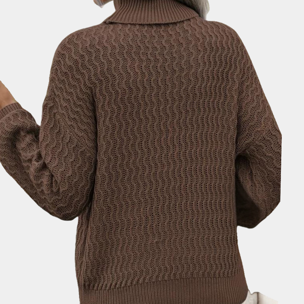 Hanna | Damen Zopfmuster Rollkragenpullover