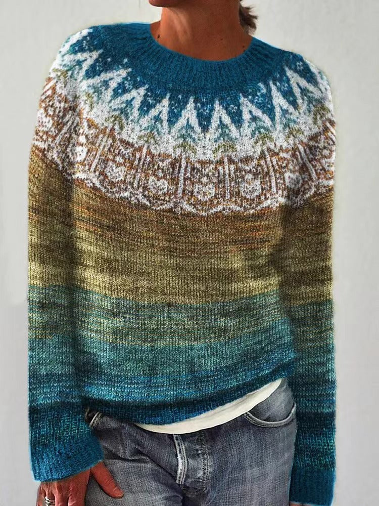 Emma | Damen Gradient Winter Strickpullover