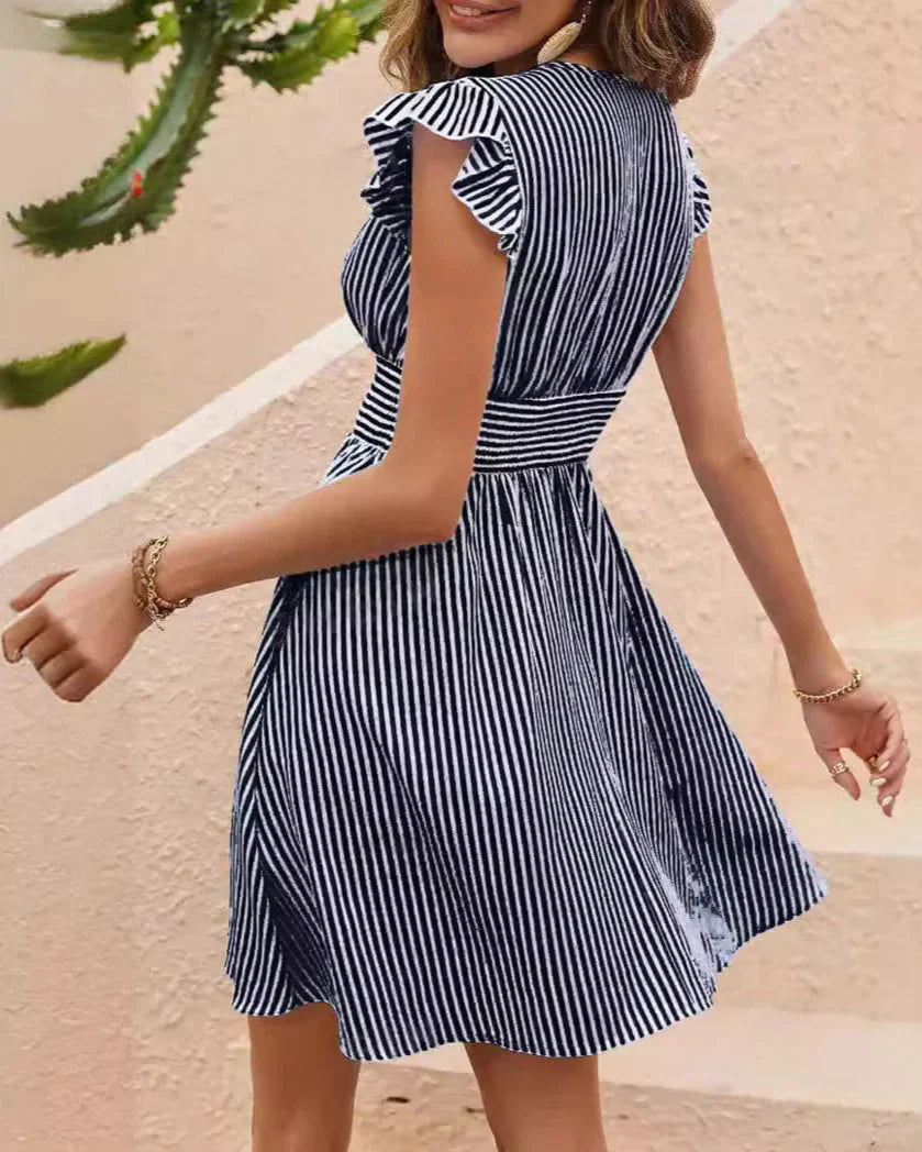 Theresa | Gestreiftes Sommerkleid mit V-Ausschnitt Damen