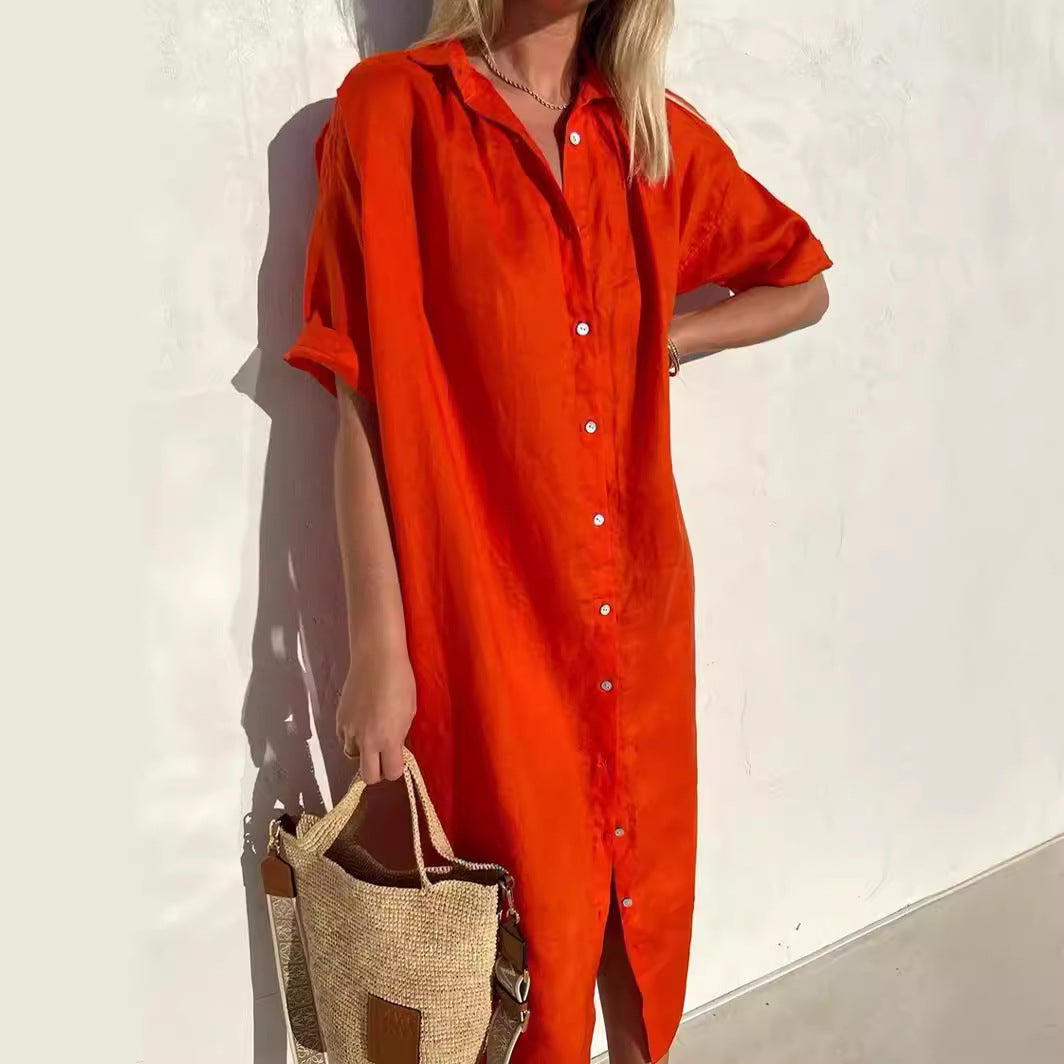 Bettina | Lässiges Hemdkleid in Midilänge