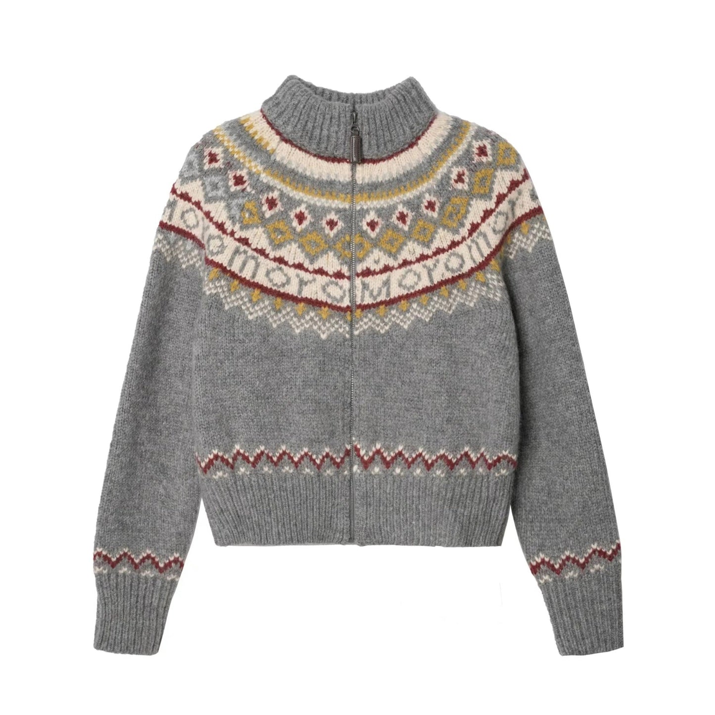 Emma | Damen Winter Strickpullover mit Reißverschluss im Nordic-Stil