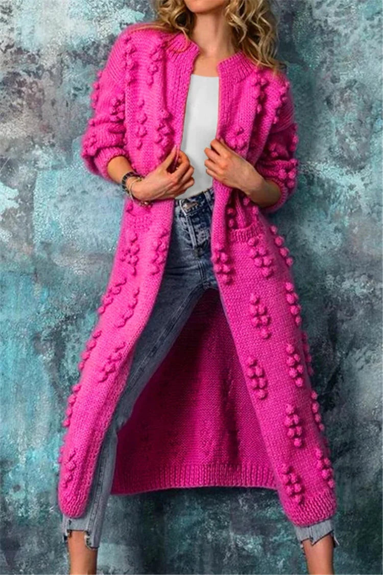 Emilia | Damen Chunky Strick Cardigan mit Knopf-Details