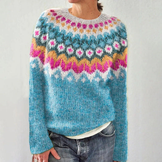 Edith | Damen Bunter Winter Strickpullover