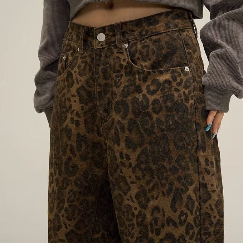 Lydia | Damen Leopard Print Weite Hose Winter