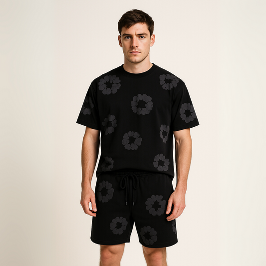 Sebastian | Unisex T-Shirt-und-Shorts-Set mit Blumenmuster