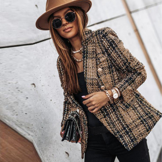 Martina | Stilvoller Karierter Blazer Mit Knöpfen
