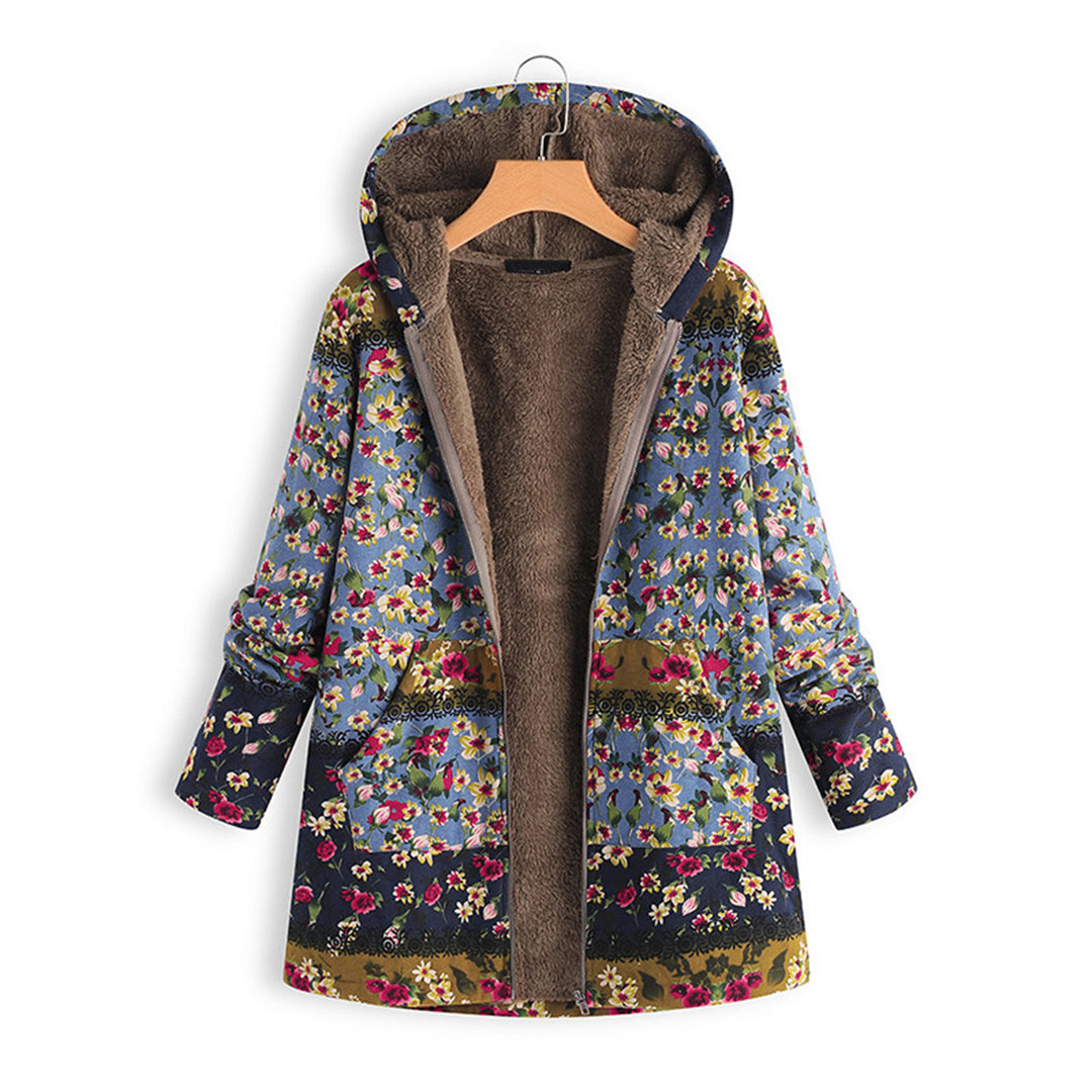 Emma | Damen Winterjacke mit Kapuze und Blumenmuster