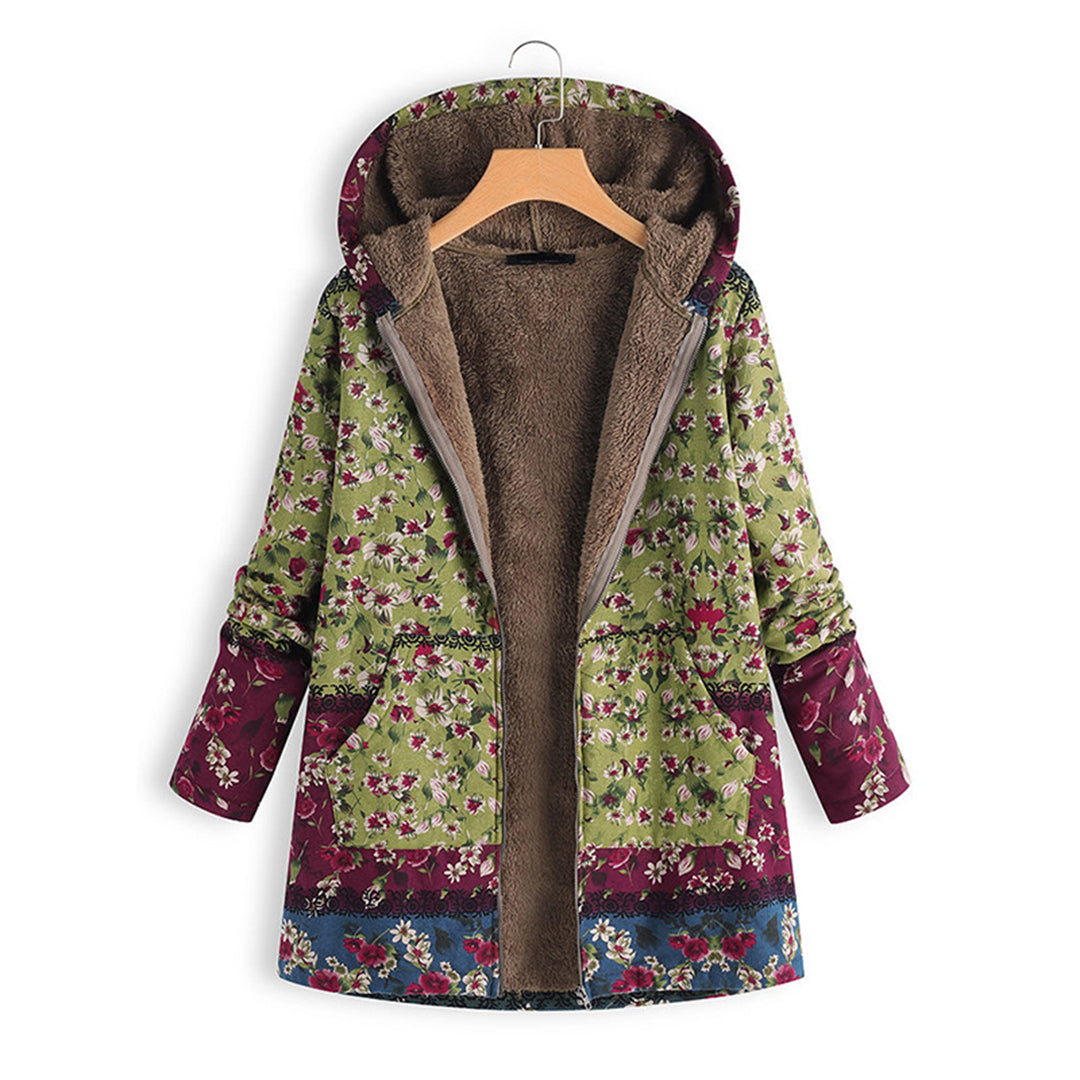 Emma | Damen Winterjacke mit Kapuze und Blumenmuster