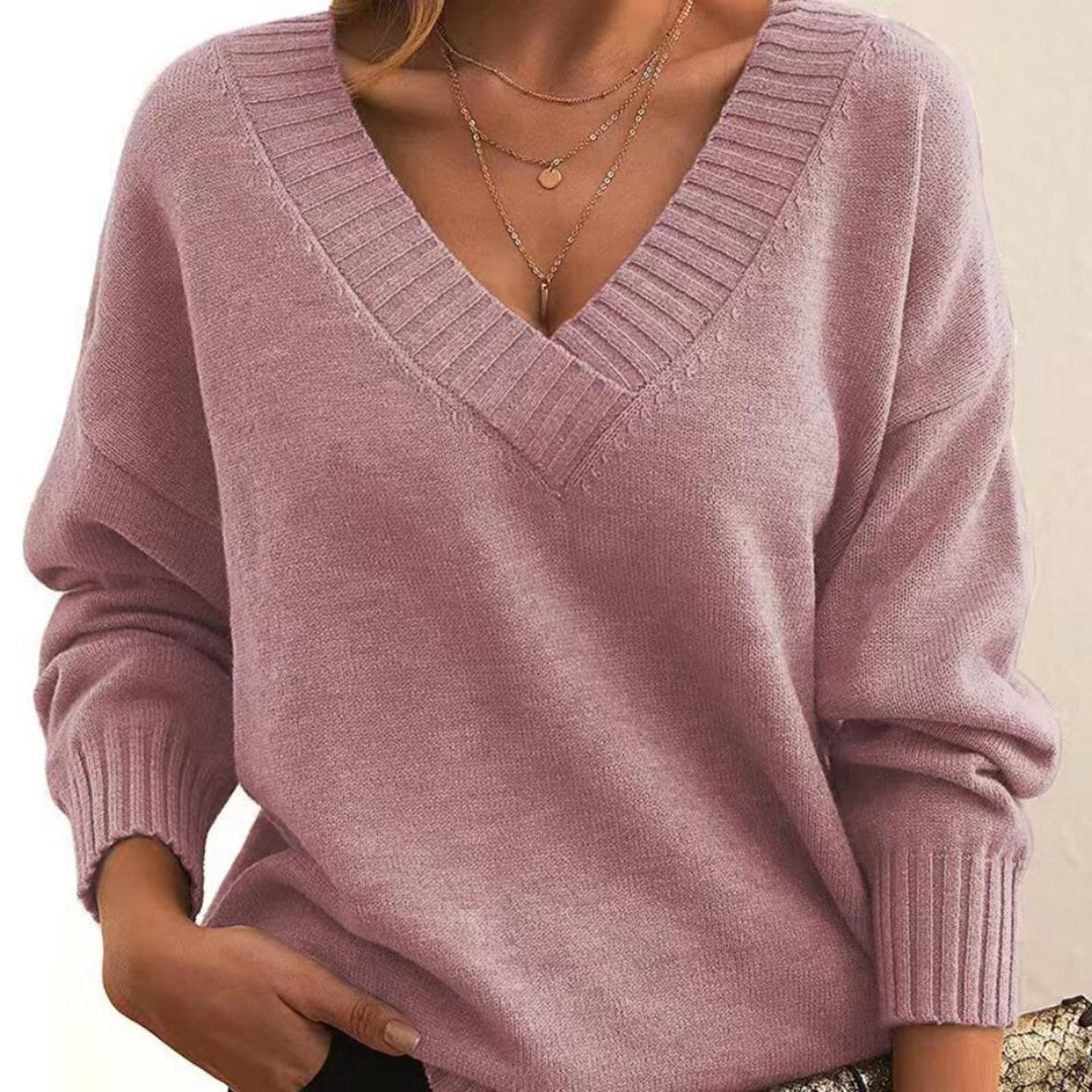Edith | Lockerer V-Ausschnitt Pullover für Damen