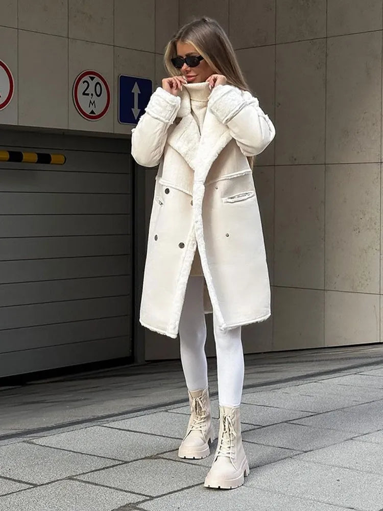 Hanna | Damen Winter-Shearlingmantel mit Knöpfen