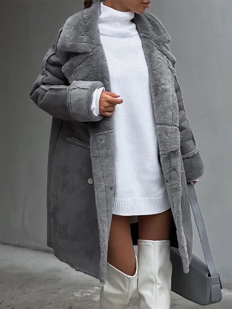 Hanna | Damen Winter-Shearlingmantel mit Knöpfen
