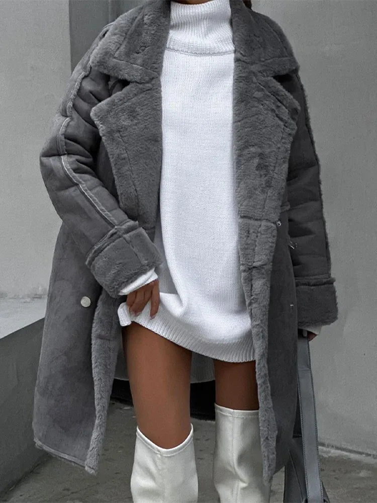 Hanna | Damen Winter-Shearlingmantel mit Knöpfen