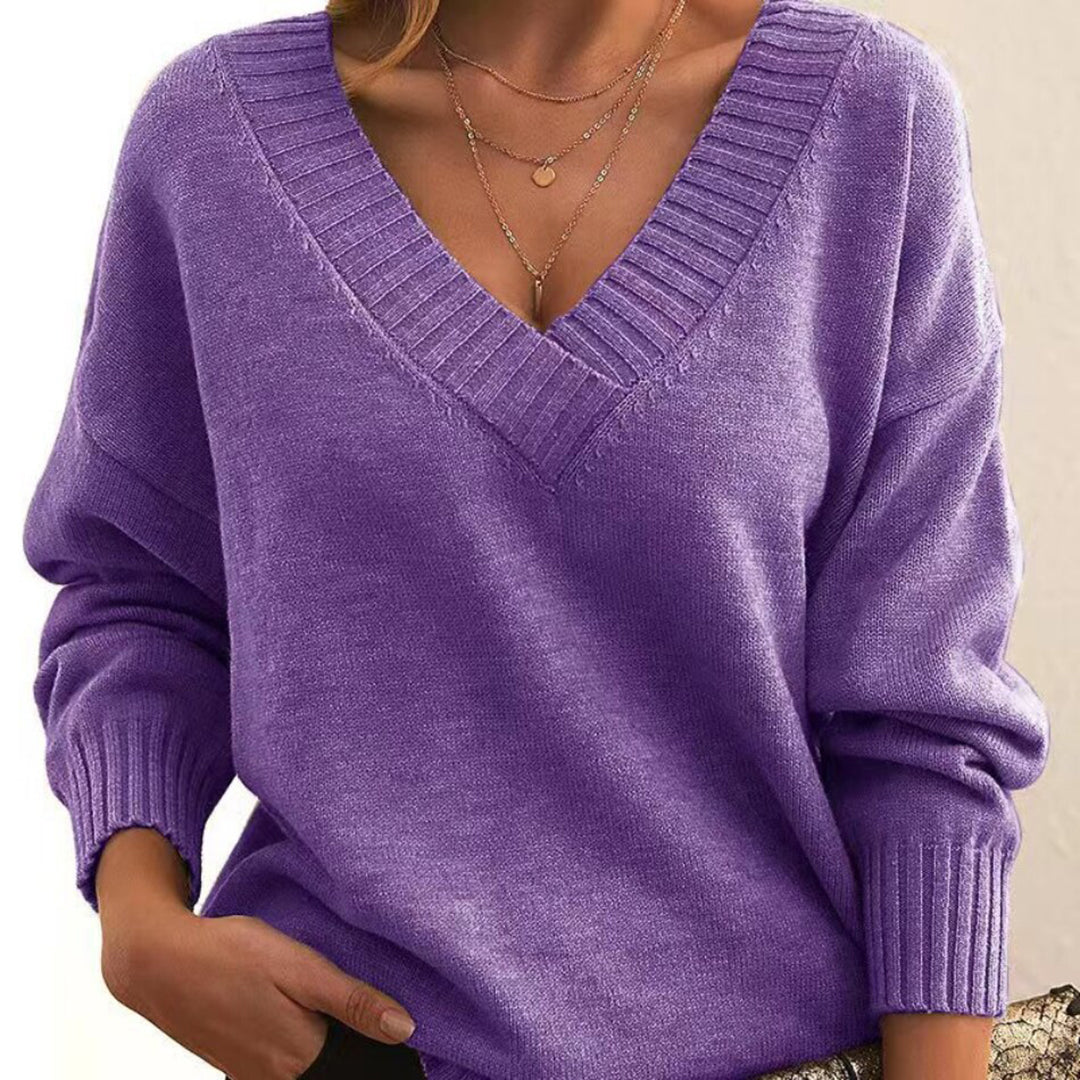 Edith | Lockerer V-Ausschnitt Pullover für Damen