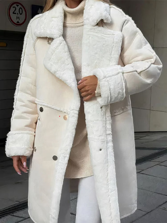 Hanna | Damen Winter-Shearlingmantel mit Knöpfen