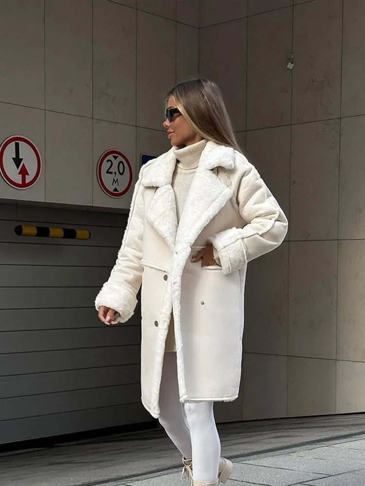 Hanna | Damen Winter-Shearlingmantel mit Knöpfen