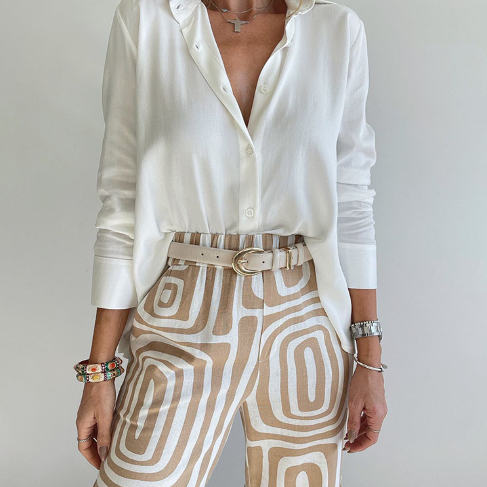 Karla | Damen Bluse und Geometrische Hose Set