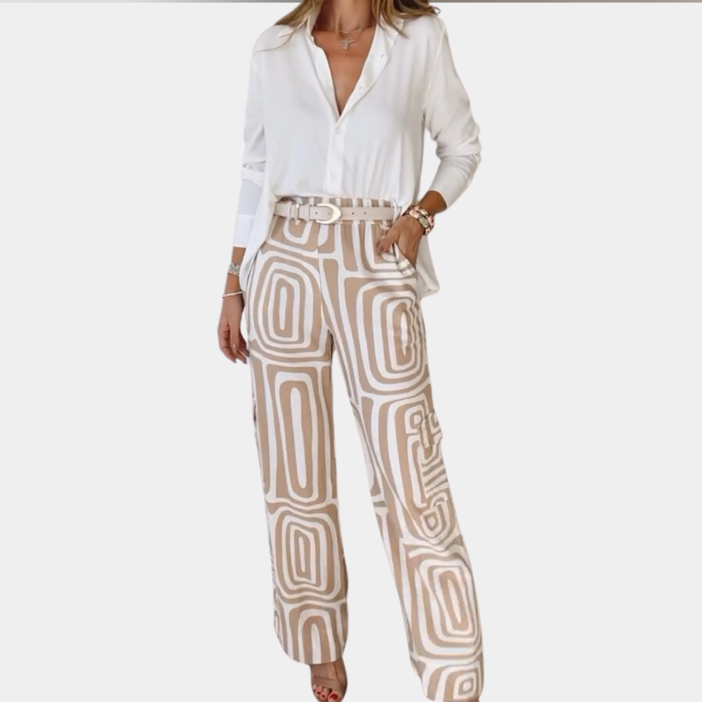 Karla | Damen Bluse und Geometrische Hose Set