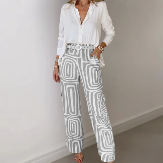 Karla | Damen Bluse und Geometrische Hose Set
