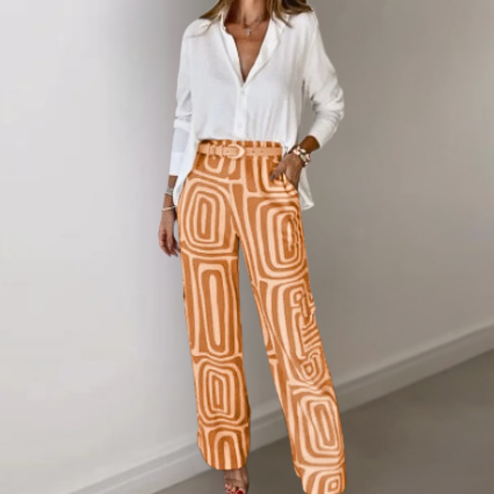 Karla | Damen Bluse und Geometrische Hose Set