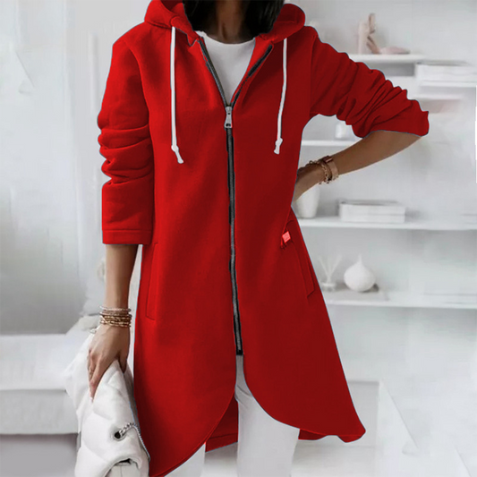 Edith | Damen Lange Zip Up Hoodie mit Taschen