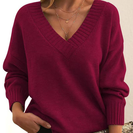 Edith | Lockerer V-Ausschnitt Pullover für Damen