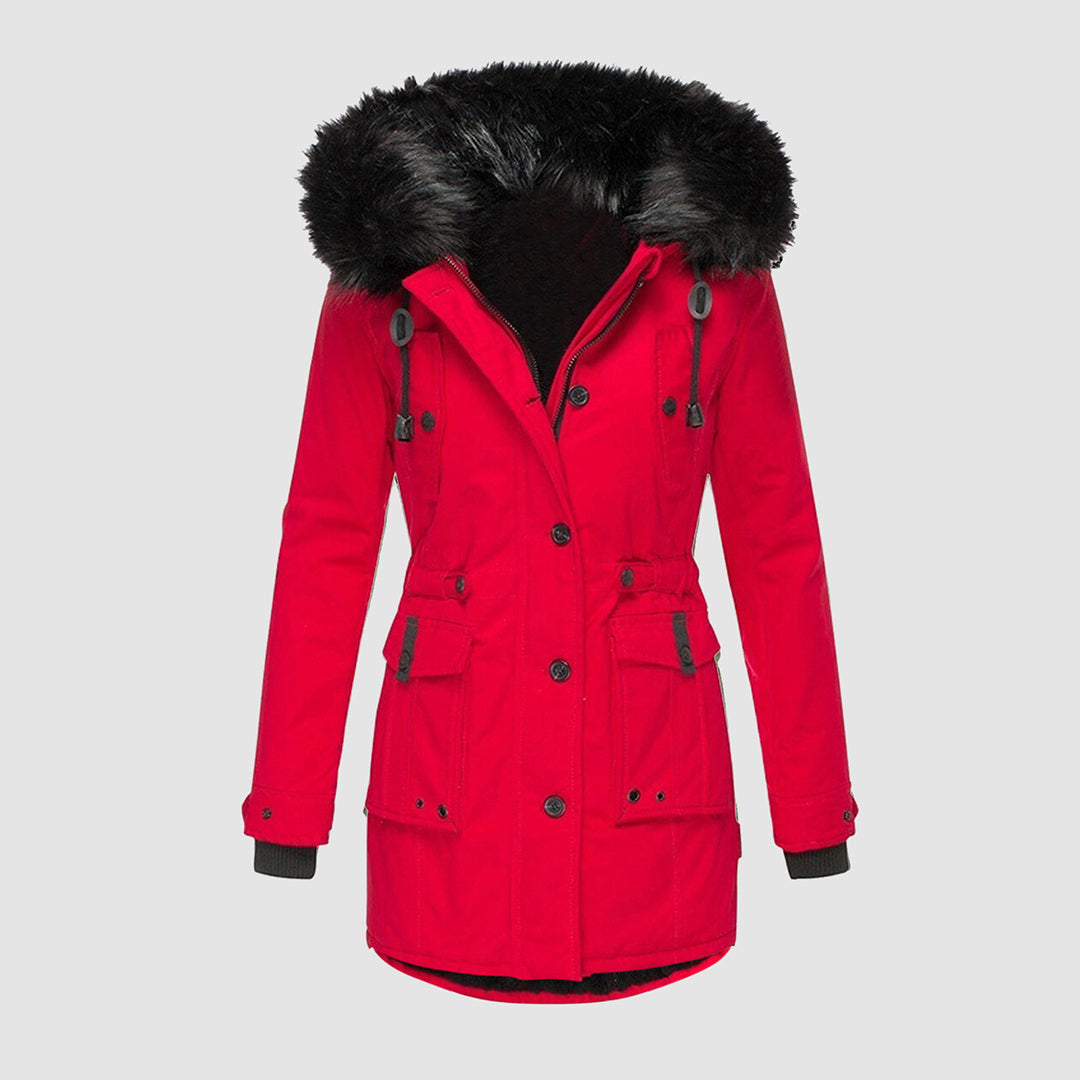 Karin | Damen Winterparka mit Kunstfellkapuze