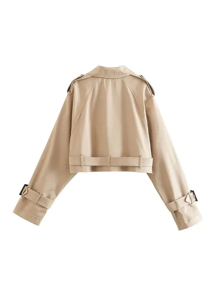 Greta | Frauen Winter-Cropped-Jacke mit Gürtel