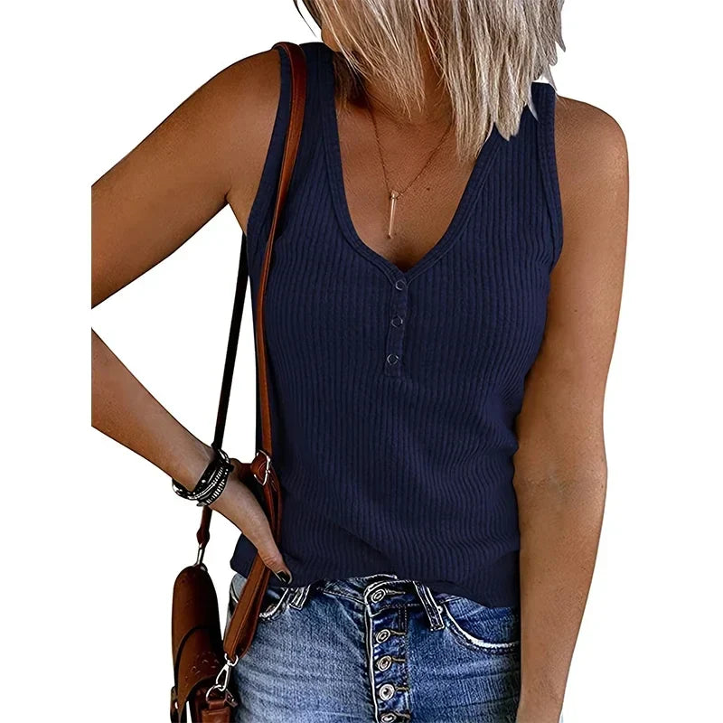 Laura | Atmungsaktives ärmelloses Sommer Top mit V-Ausschnitt für Damen