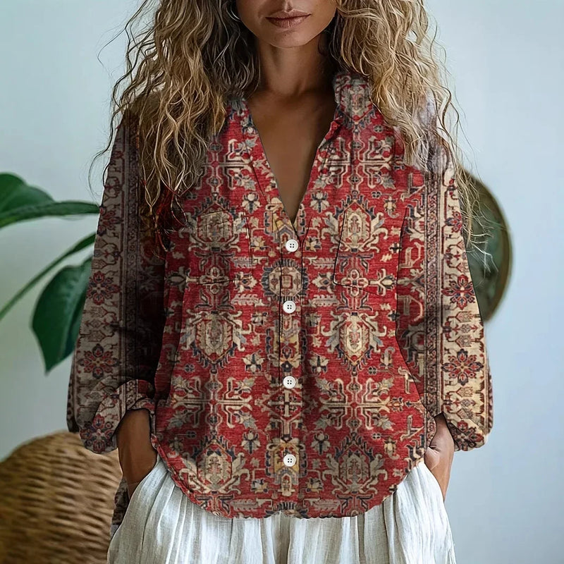 Amanda | Damen Blumen Button-Up Bluse