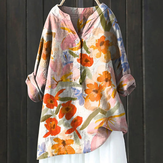 Laura | Weiche Blumenbluse mit Knöpfen