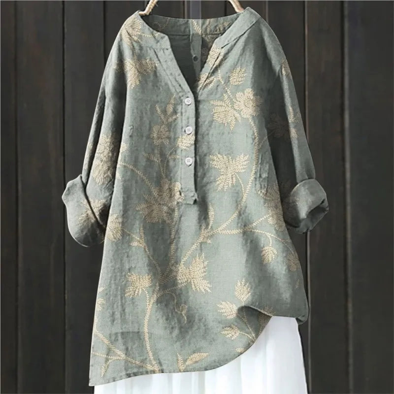 Laura | Weiche Blumenbluse mit Knöpfen