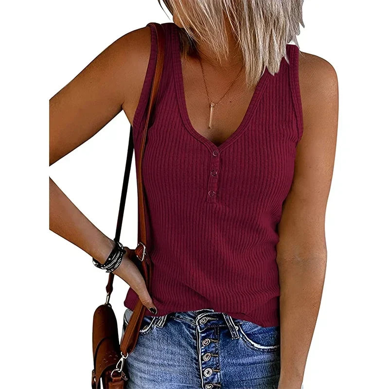 Laura | Atmungsaktives ärmelloses Sommer Top mit V-Ausschnitt für Damen