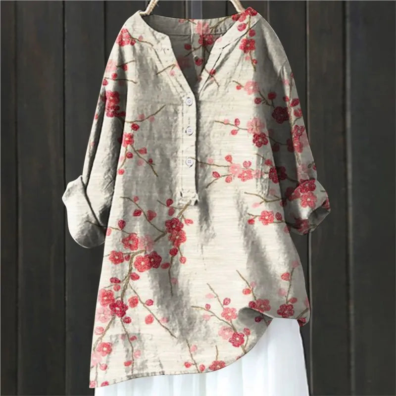 Laura | Weiche Blumenbluse mit Knöpfen