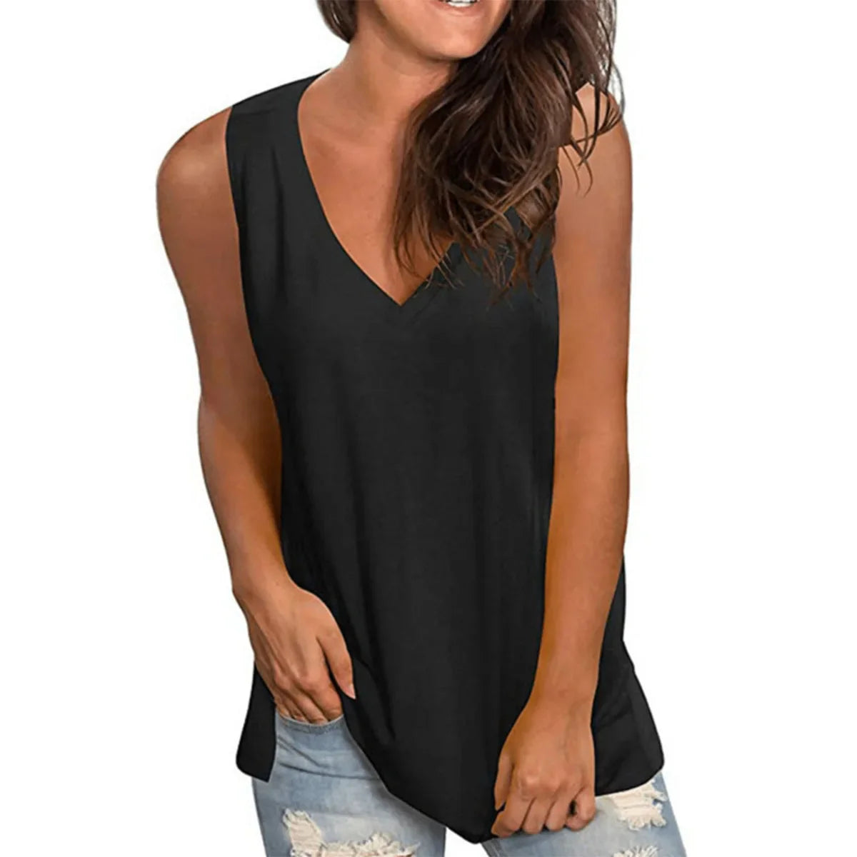 Johanna | Sommerliches Ärmelloses Loose-Fit V-Ausschnitt Top für Damen