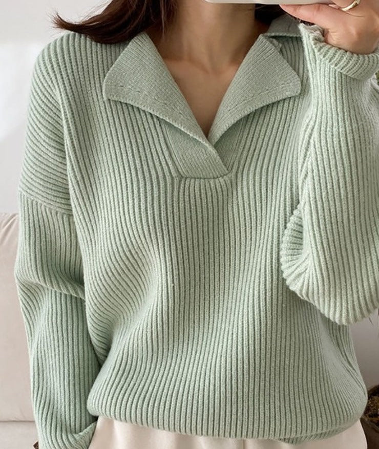 Doris | Damen Winterpullover mit Kragen und Rippstrick