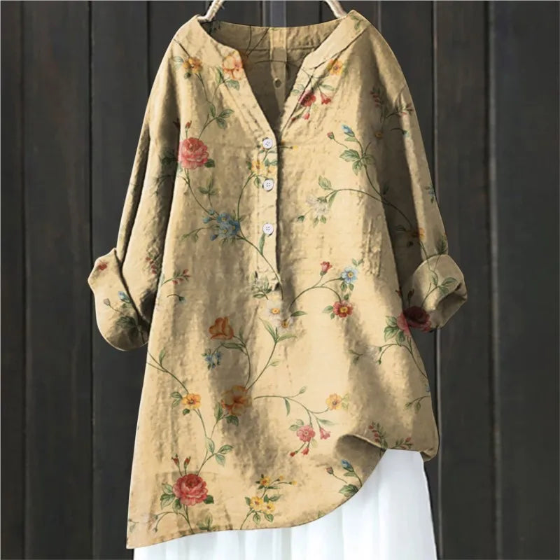 Laura | Weiche Blumenbluse mit Knöpfen