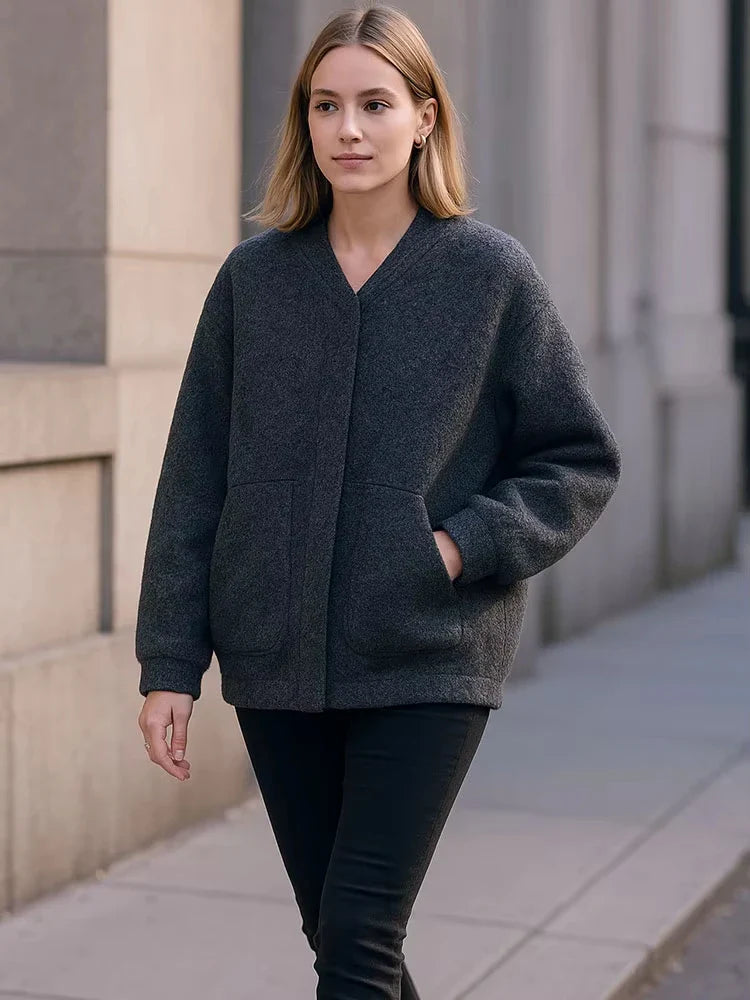 Karin | Damen Winterjacke mit Knöpfen und lockerer Passform