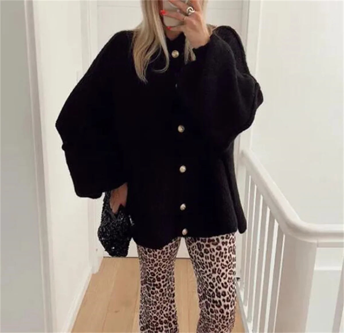Edith | Damen Winter Strickjacke mit Knöpfen