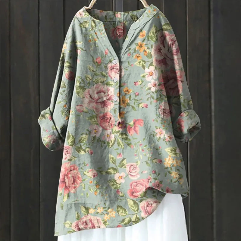 Laura | Weiche Blumenbluse mit Knöpfen