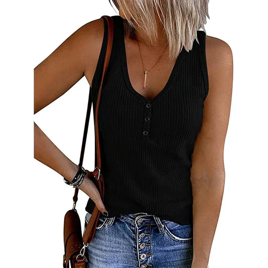 Laura | Atmungsaktives ärmelloses Sommer Top mit V-Ausschnitt für Damen