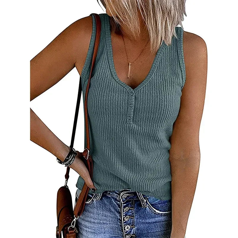 Laura | Atmungsaktives ärmelloses Sommer Top mit V-Ausschnitt für Damen