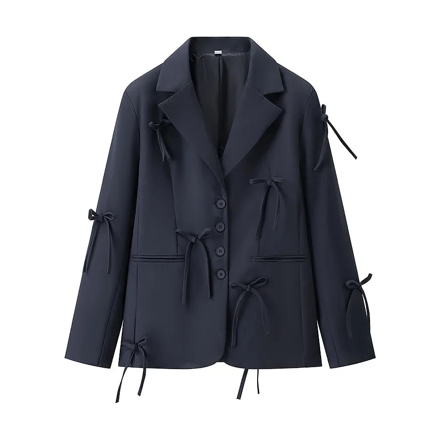 Sandra | Damen-Winterjacke mit Knöpfen und dekorativen Schleifen