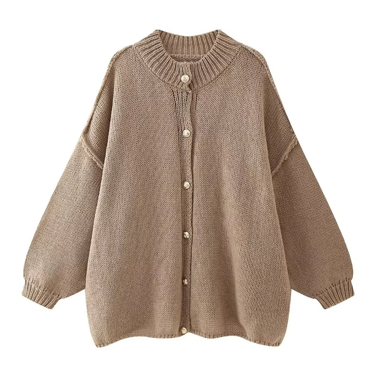 Edith | Damen Winter Strickjacke mit Knöpfen