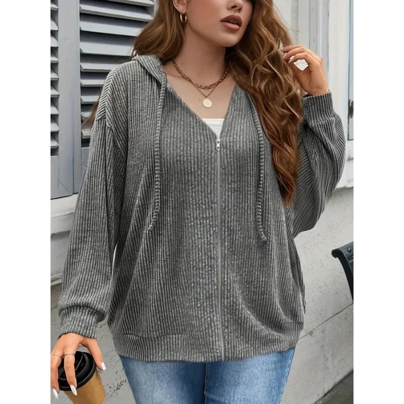 Theresa | Damen Winter-Hoodie-Jacke mit Reißverschluss